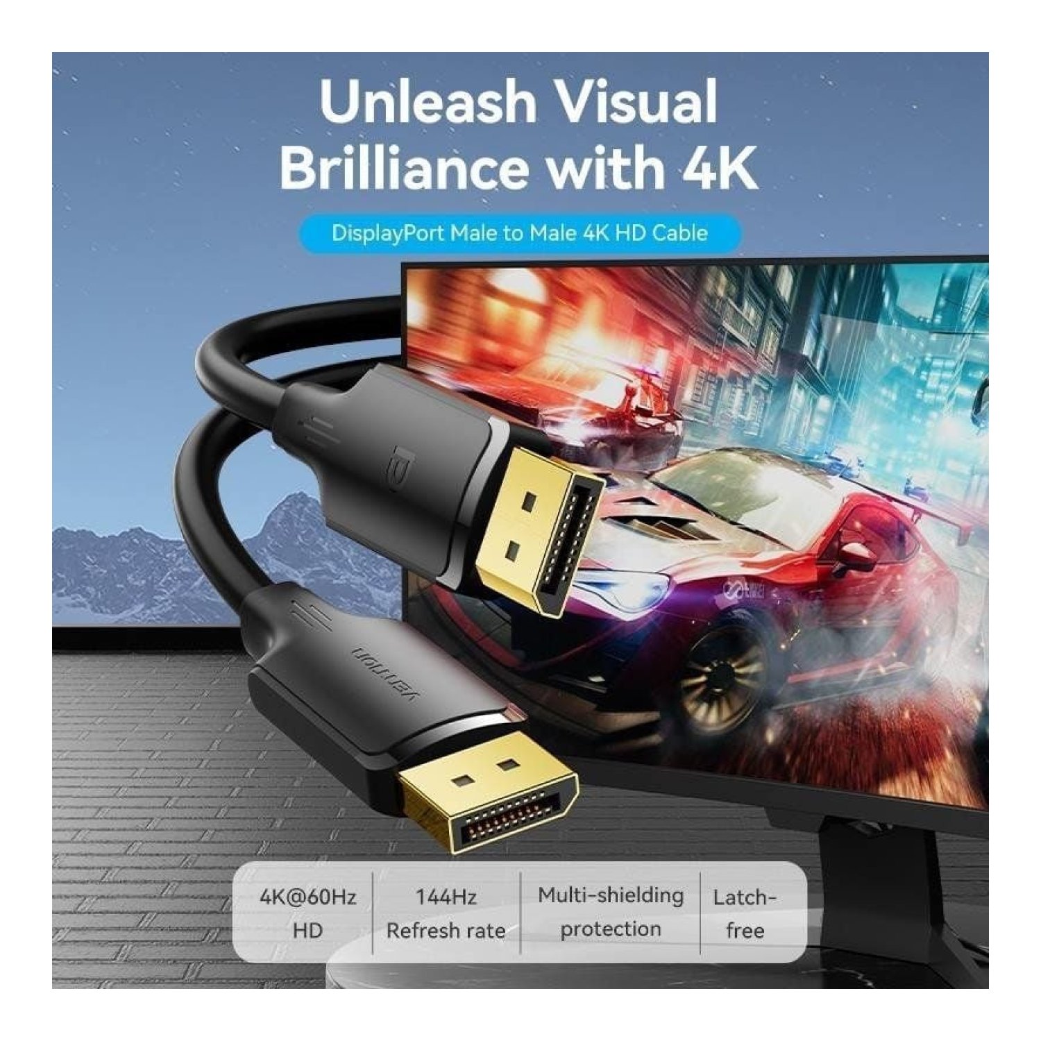 Vention Cable DisplayPort 1.2 · 4K · 10m · Negro