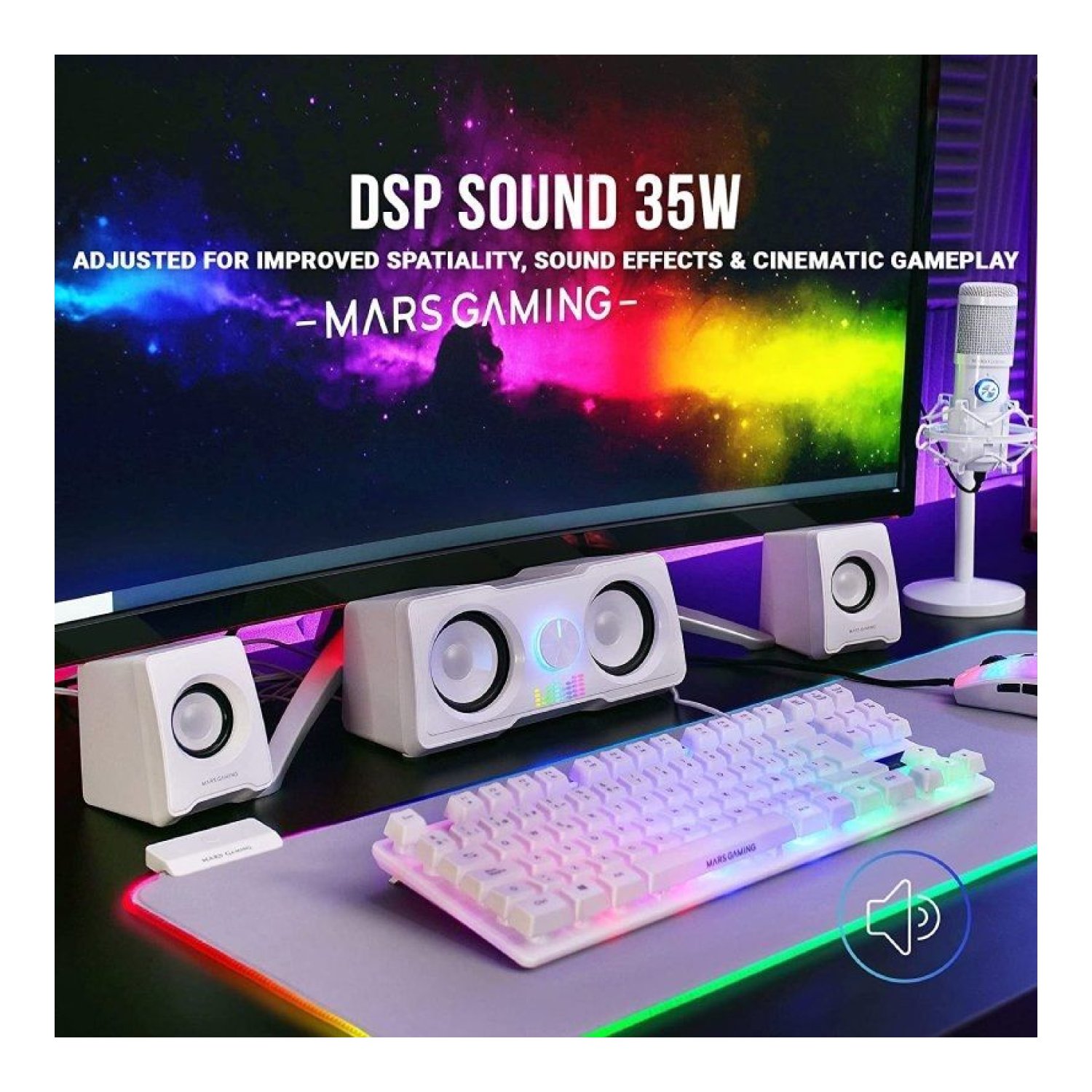 Mars Gaming MS22W · Altavoces 2.2 · 35W · Blancos