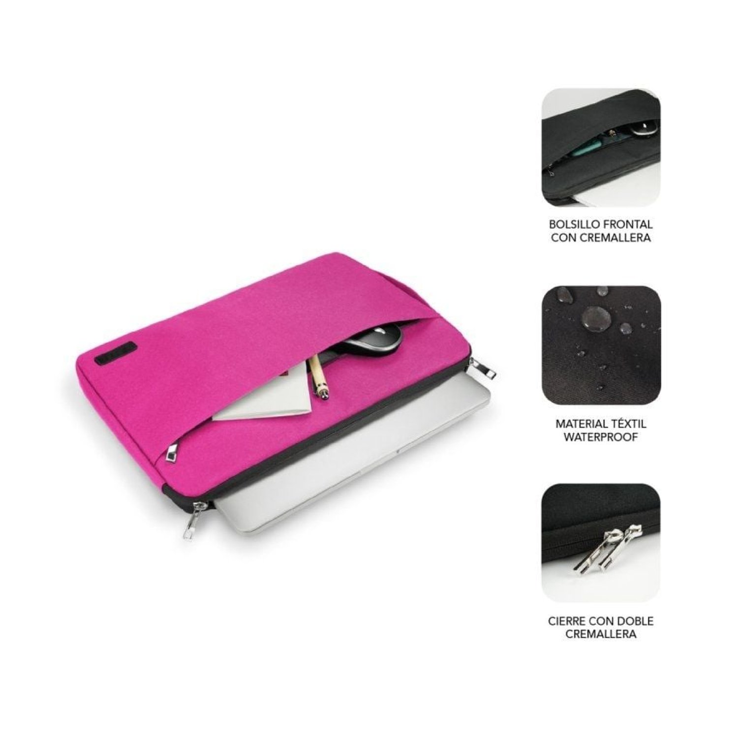 Subblim Urban Laptop Sleeve · Funda para Portátil hasta 14" · Rosa