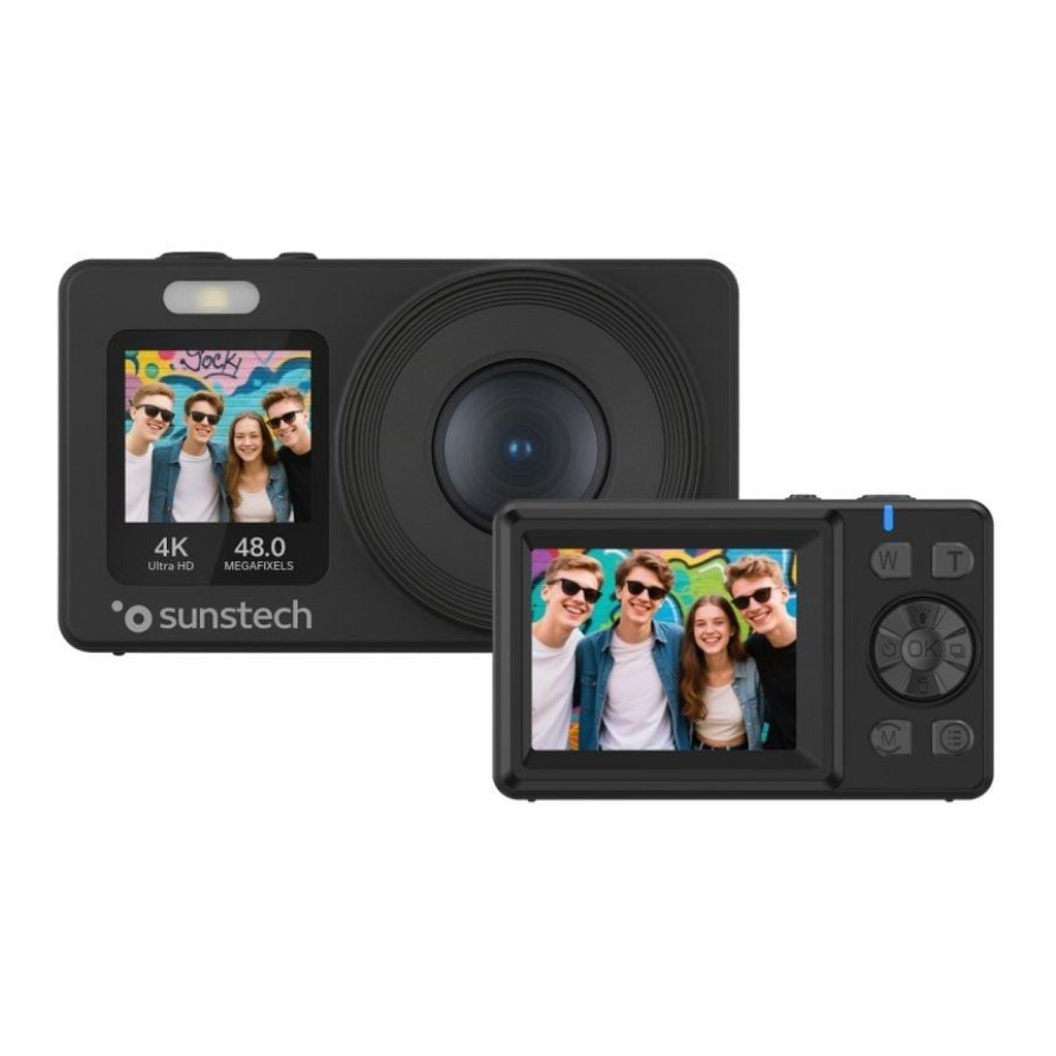 Sunstech DCAM4825 · Cámara Digital 48MP · Zoom Óptico 18x · Negra
