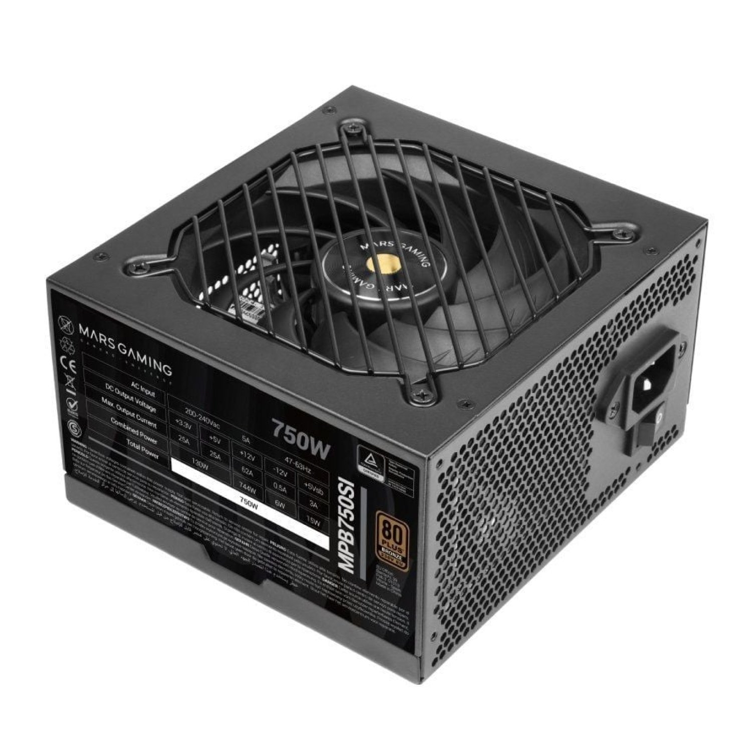 Mars Gaming MPB750SI · Fuente 750W · 80 Plus Bronze · Ventilador 120mm