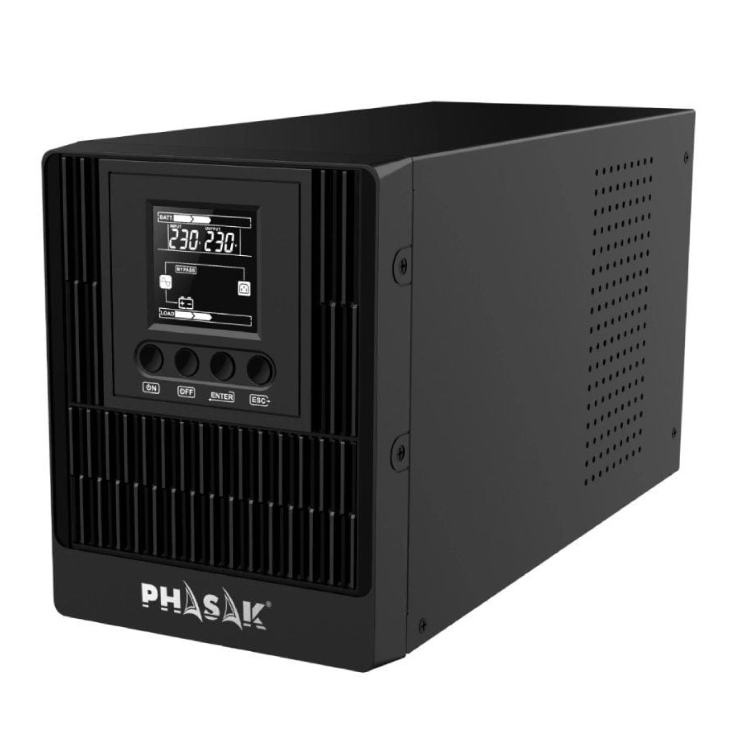 Phasak SAI Online 1000 VA · 1000W · 3 Salidas · LCD · Torre