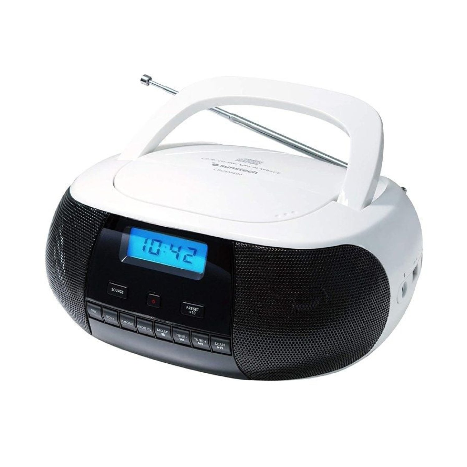 Sunstech Crusm400 · Radio CD Portátil · Blanca