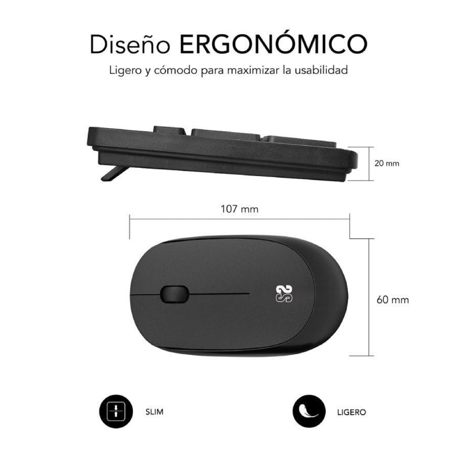 Subblim Combo Business Slim · Teclado y Ratón Inalámbricos · Diseño Compacto