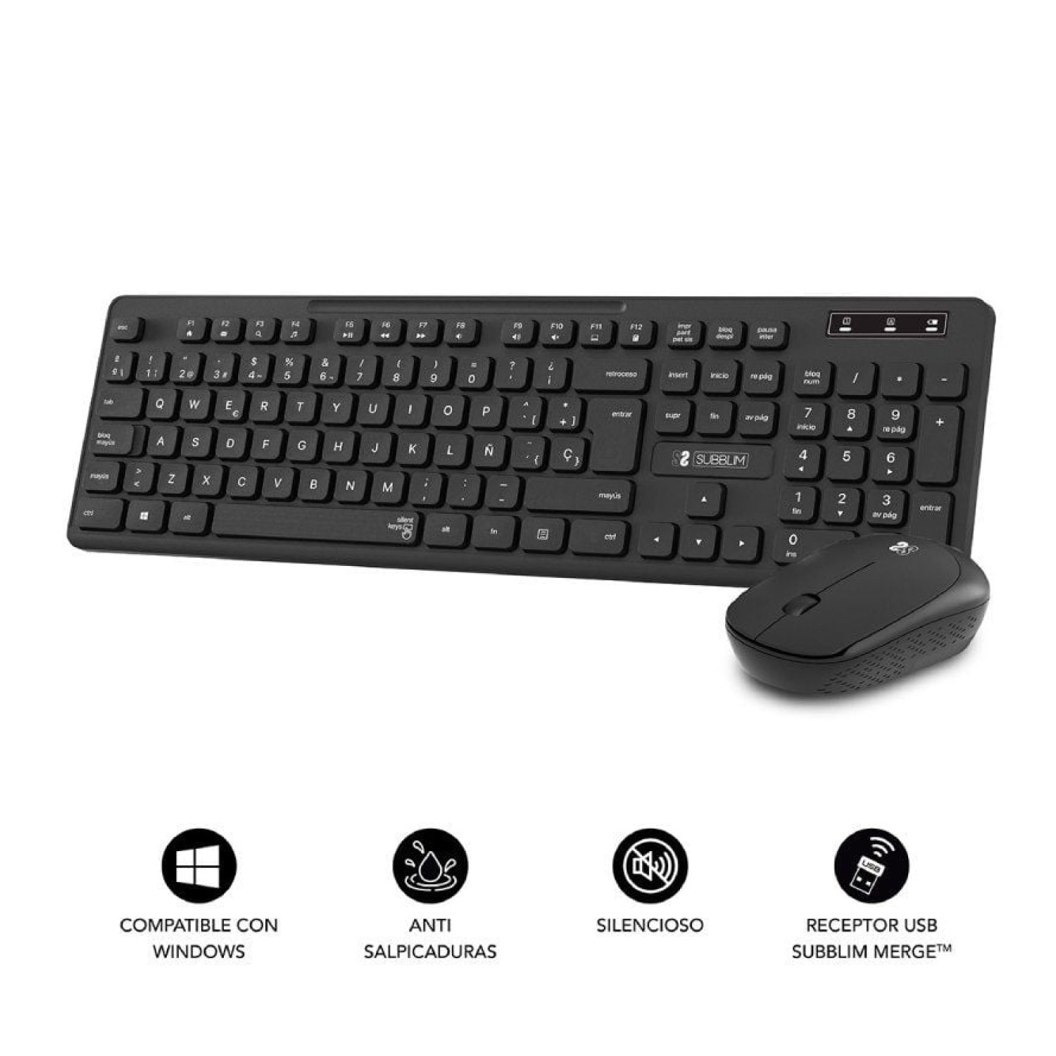 Subblim Combo Business Slim · Teclado y Ratón Inalámbricos · Diseño Compacto