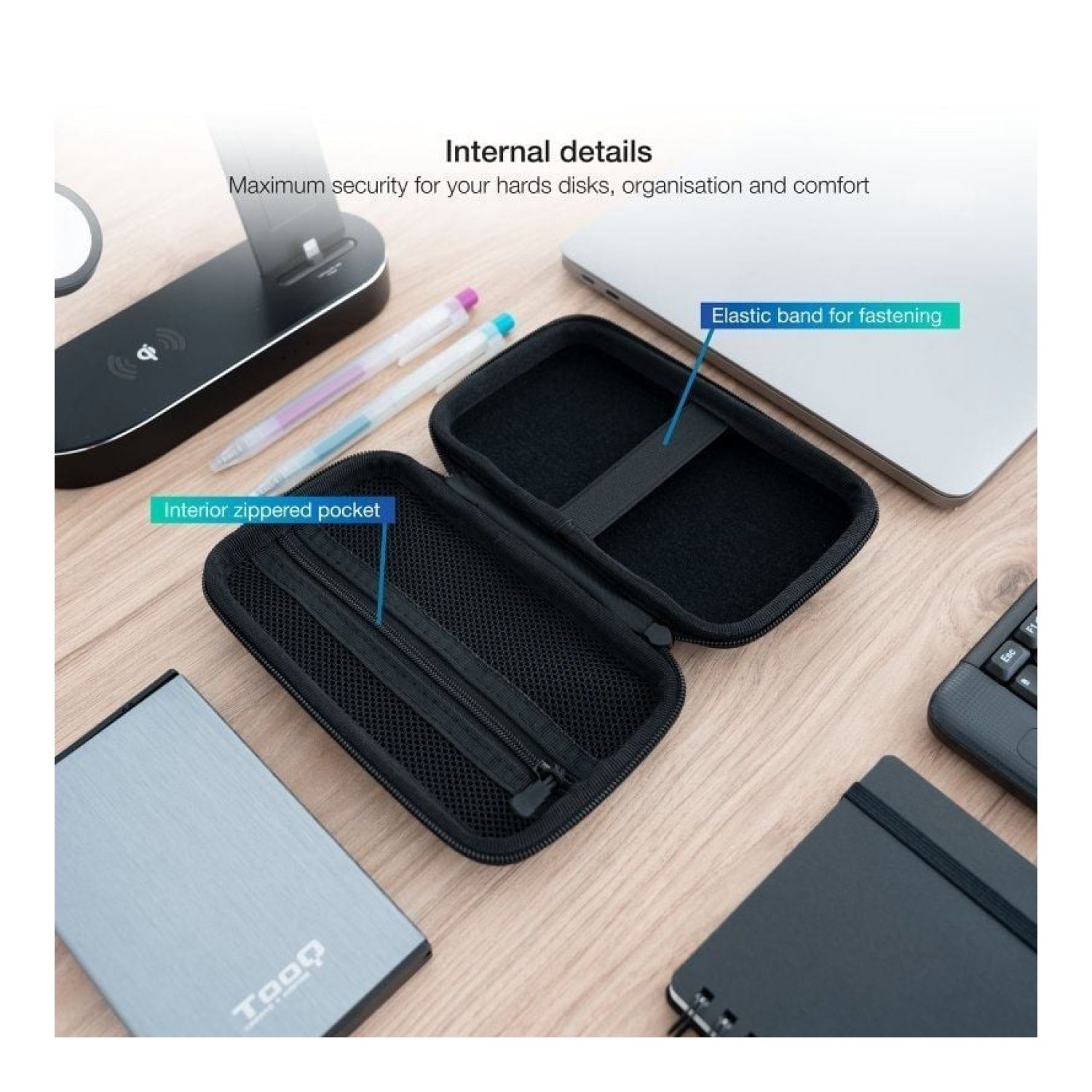 TooQ · Funda Disco Externo 2,5" · TQBC-E2503B · Negro · Protección