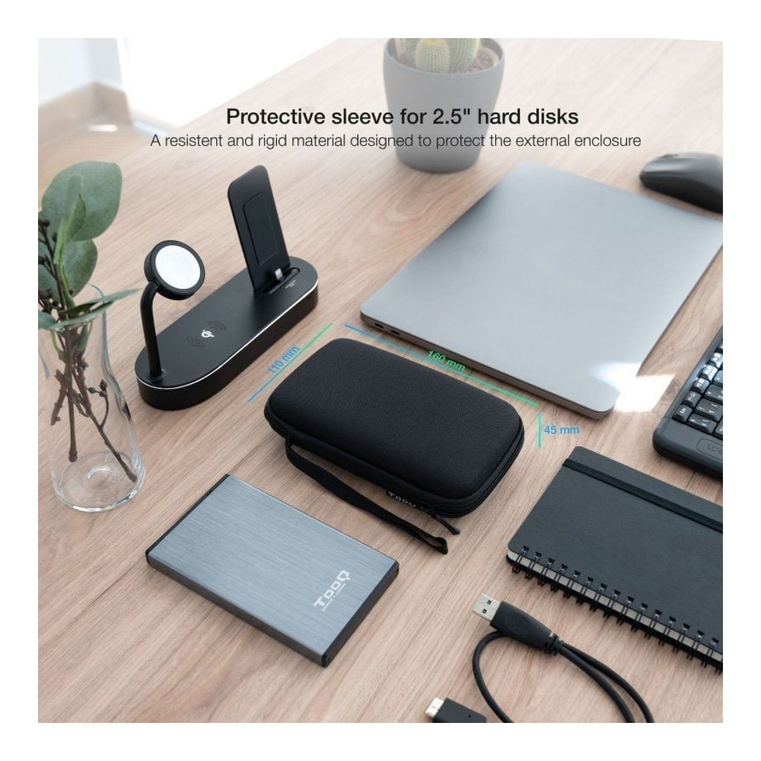 TooQ · Funda Disco Externo 2,5" · TQBC-E2503B · Negro · Protección