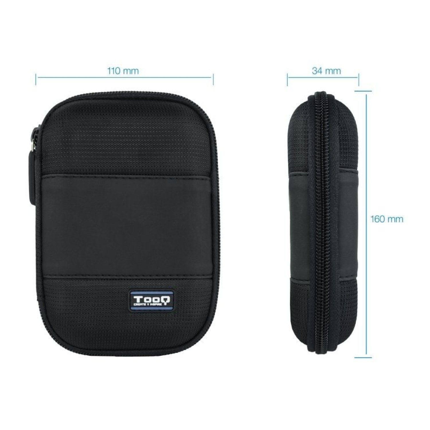 TooQ Funda Disco Externo 2,5" · Protección Rígida · Negro