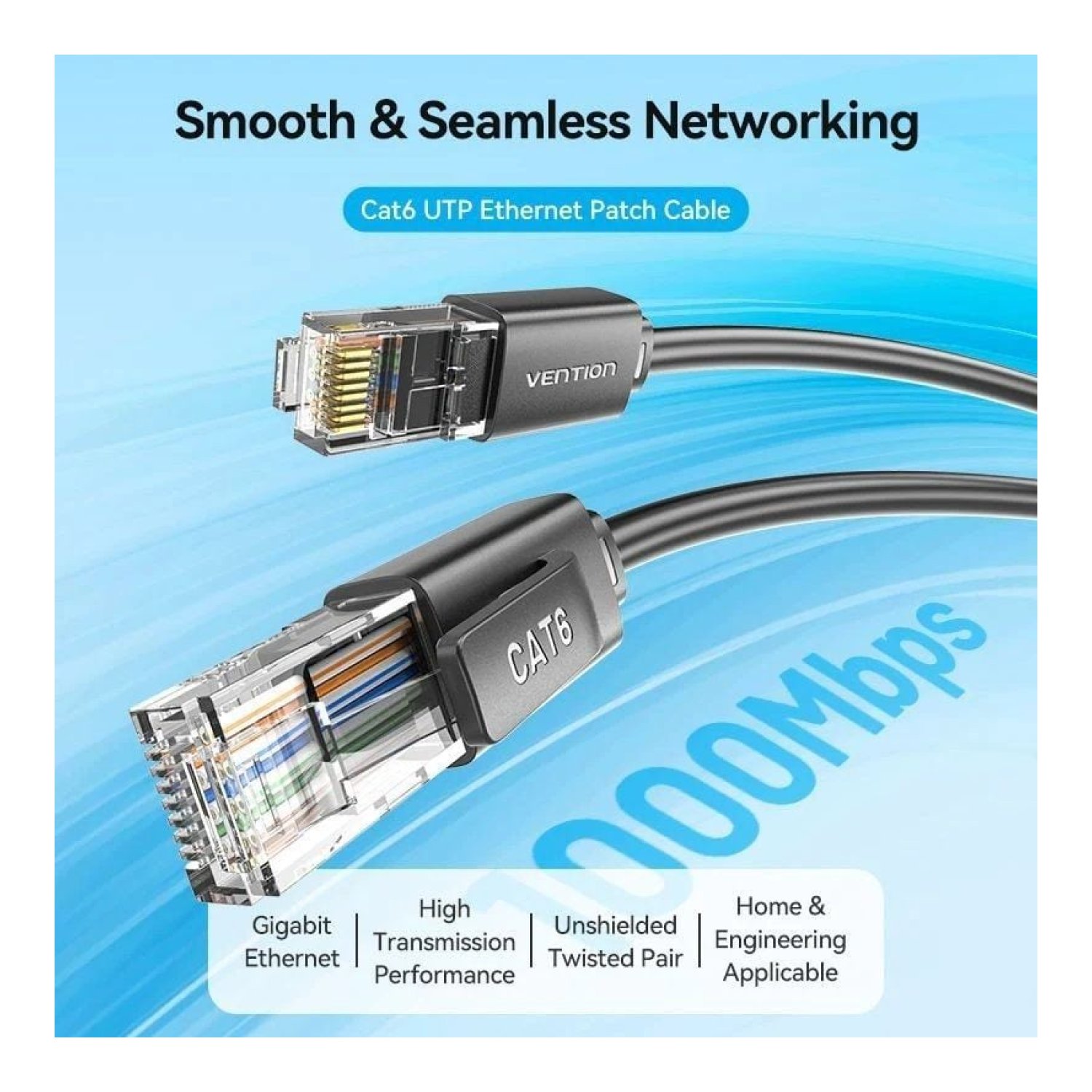 Vention · Cable RJ45 UTP Cat.6 · 1,5m · Negro