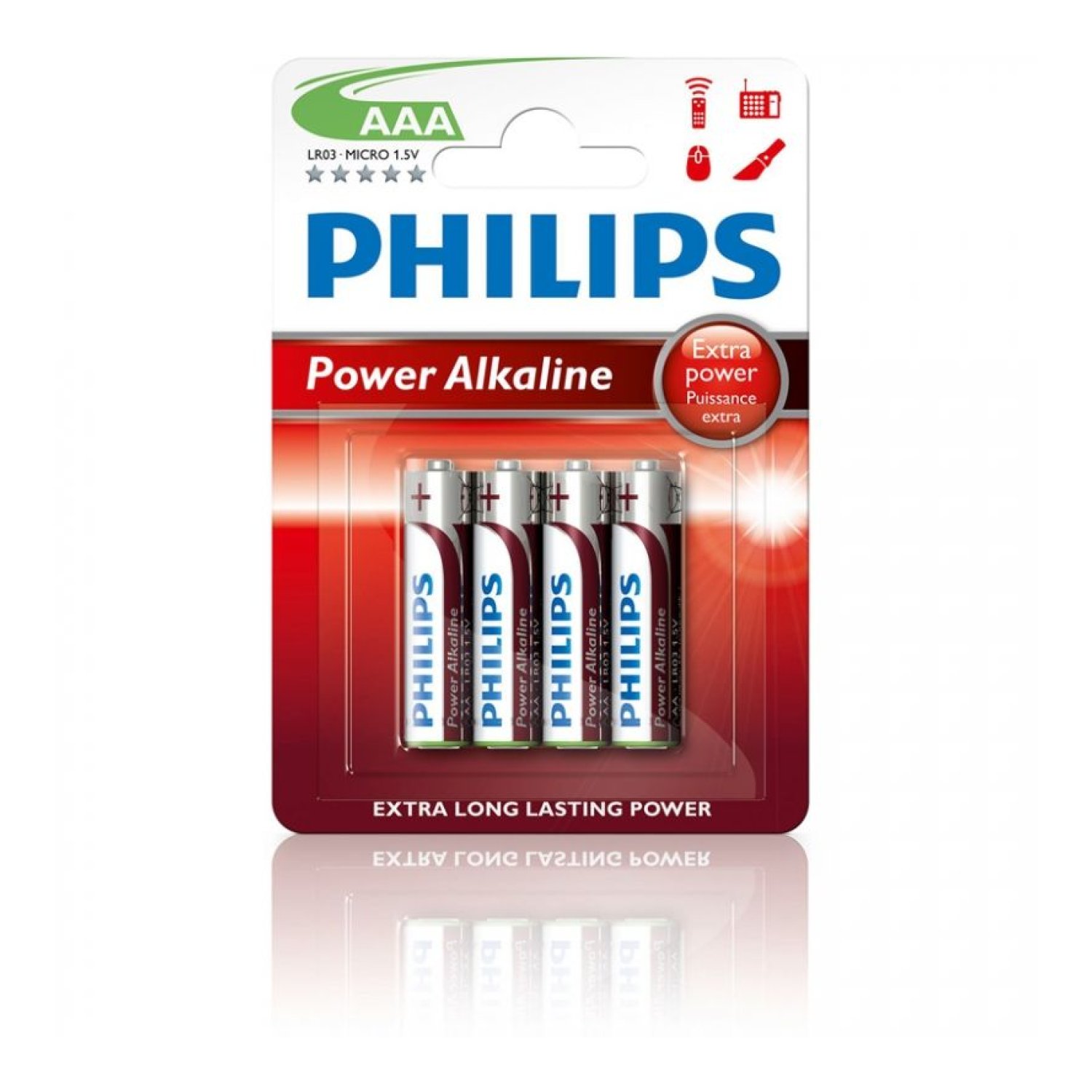 Philips LR03 · Pack 4 Pilas AAA · 1,5V Alcalinas