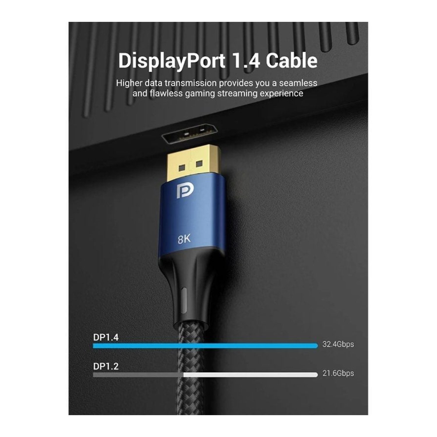 Vention Cable DisplayPort 1.4 8K · Macho-Macho · 1,5m · Azul
