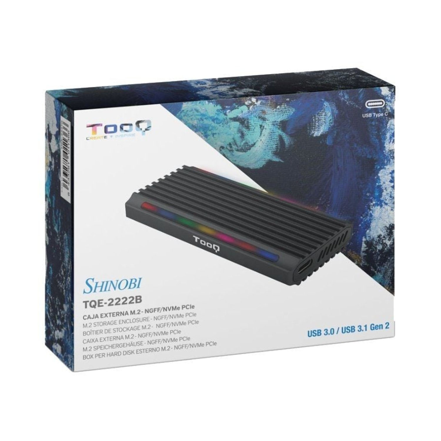 TooQ Caja Externa SSD M.2 NVMe · USB 3.1 Gen2 · Sin tornillos