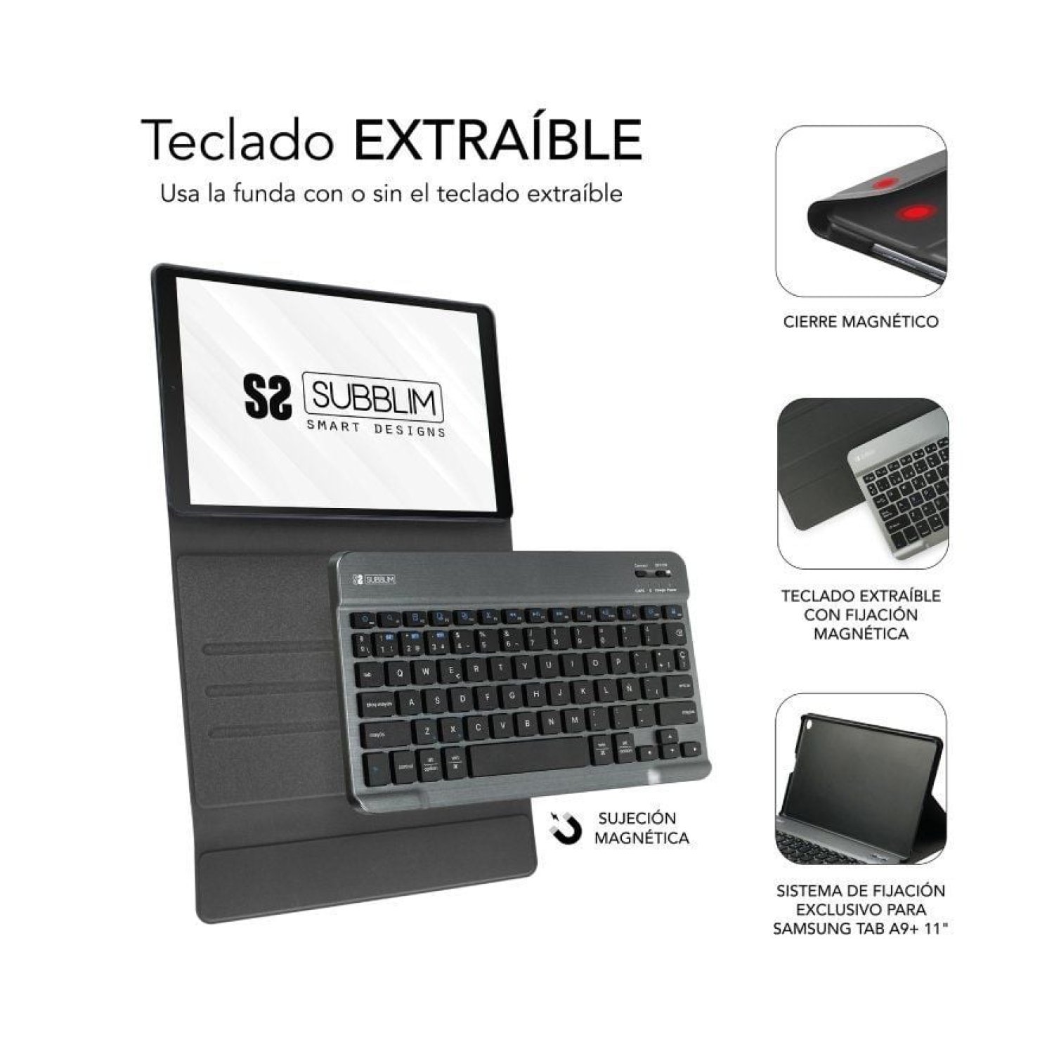 Subblim KeyTab Pro BT · Funda con Teclado · Samsung Galaxy A9+ · Negra