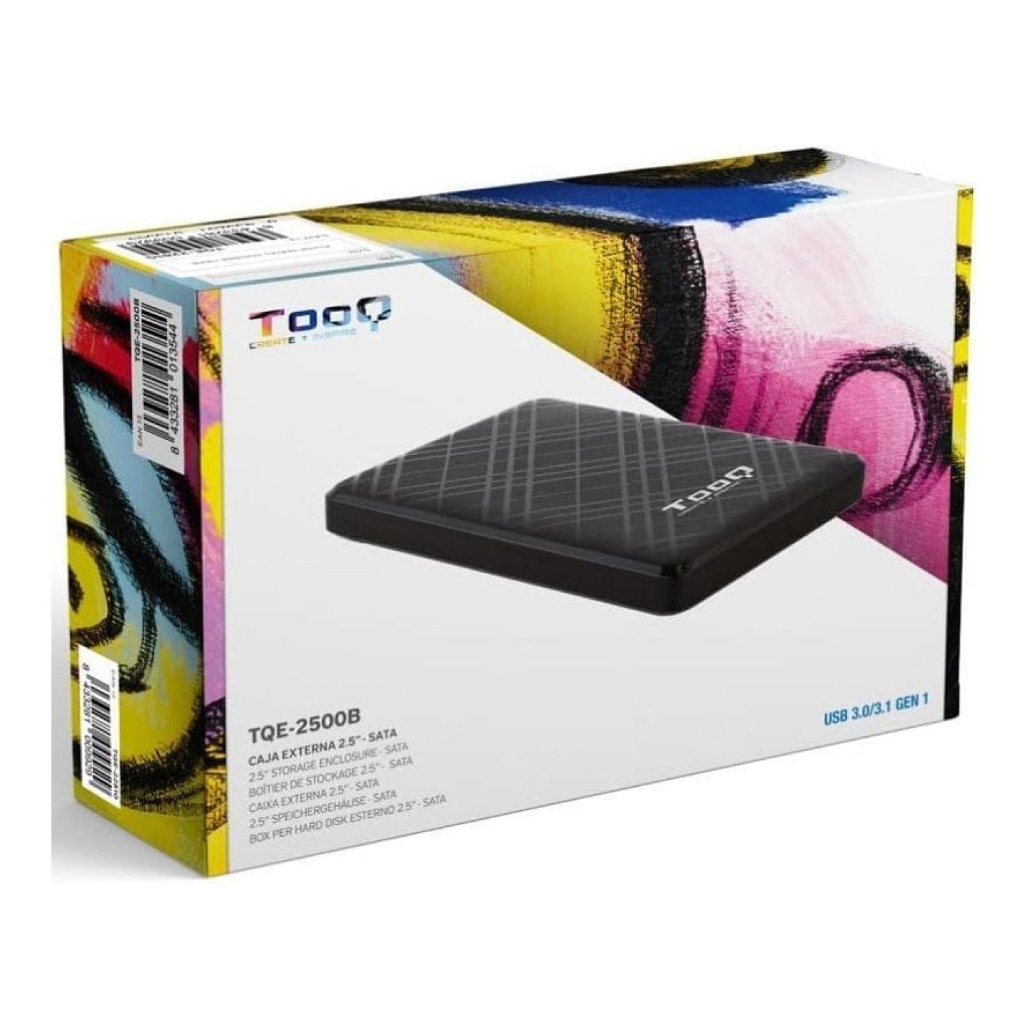 TooQ Caja Externa · 2,5" · USB 3.1 · Sin tornillos