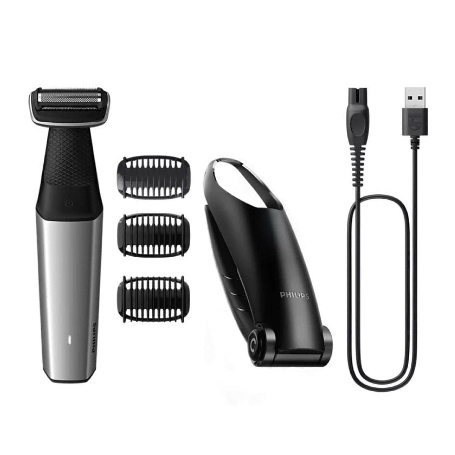 Philips Bodygroom Series 5000 · Afeitadora Corporal · Batería · 4 Accesorios