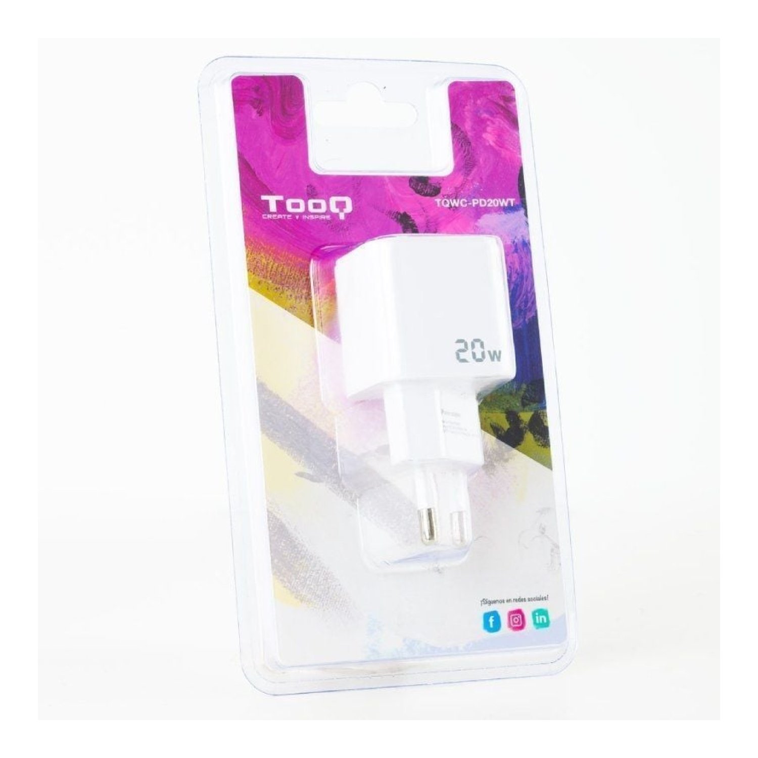 TooQ Cargador Pared · USB Tipo-C · 20W · Blanco