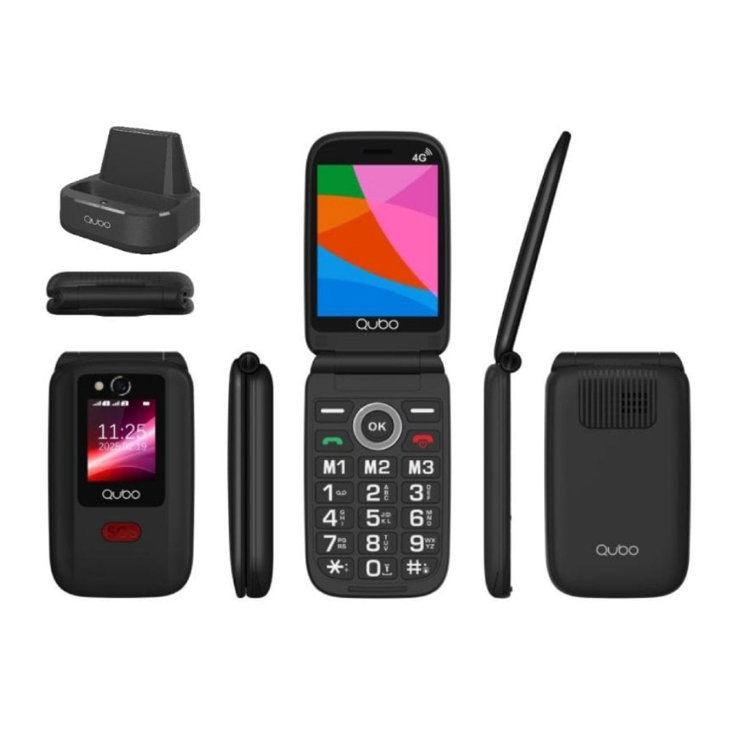 Teléfono Móvil Qubo X-D340CB 4G para Personas Mayores/ Negro