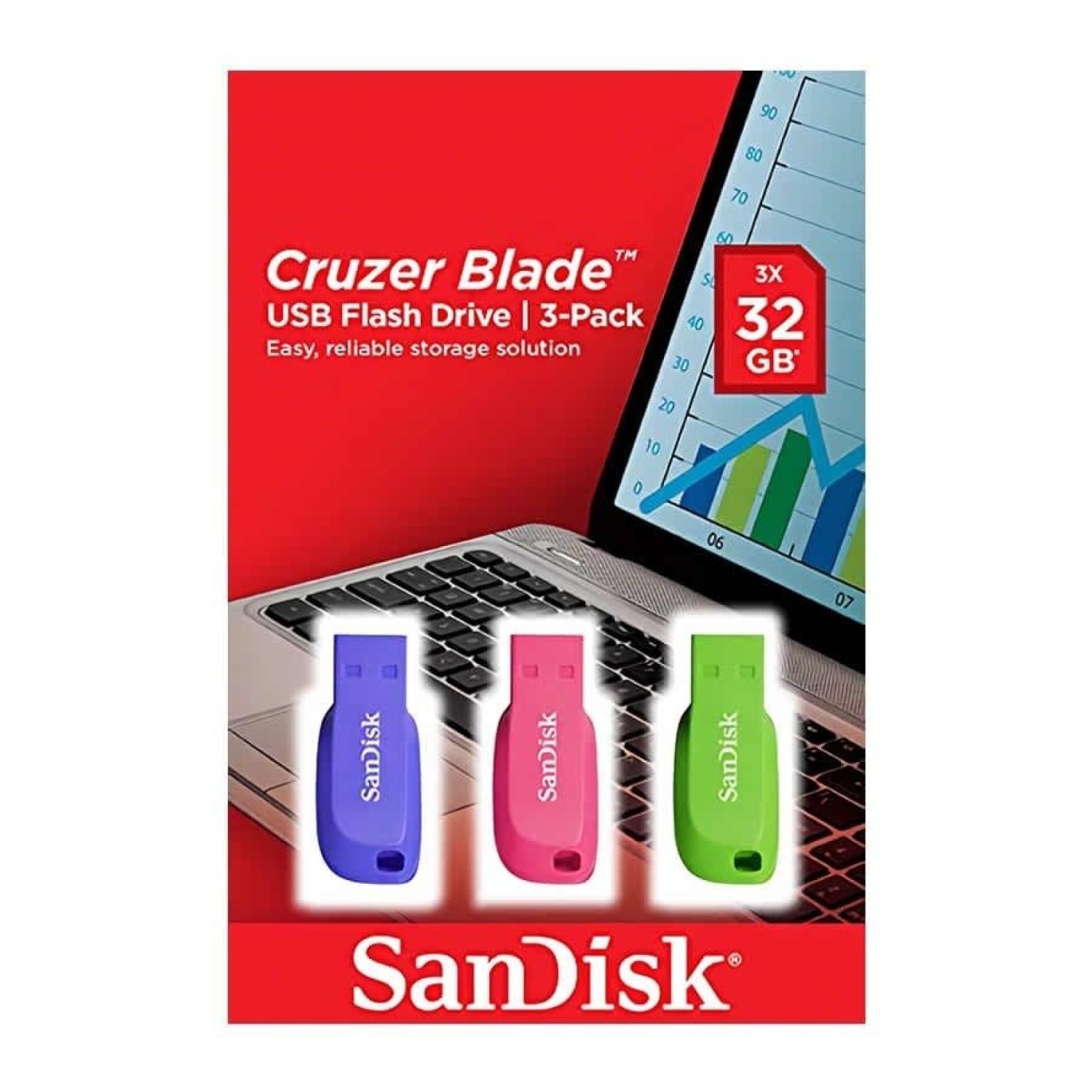 SanDisk Cruzer Blade · 32GB · USB 2.0 · Pack 3 Unidades