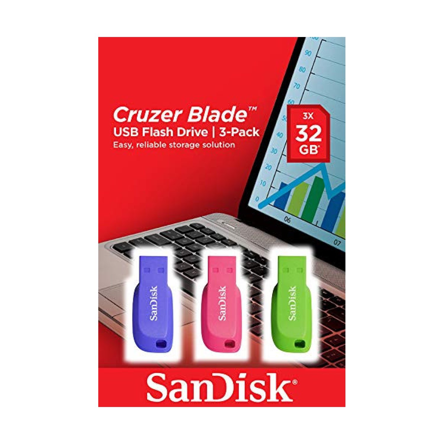 SanDisk Cruzer Blade · 32GB · USB 2.0 · Pack 3 Unidades