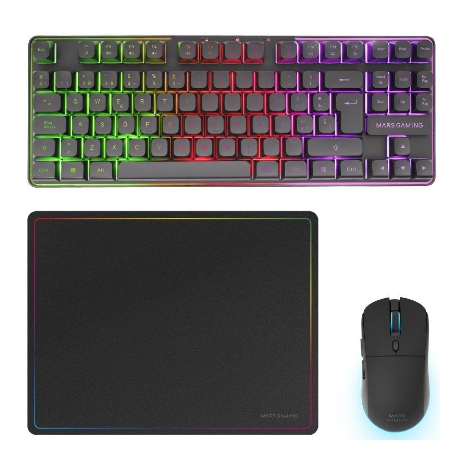 Pack Gaming Mars Gaming MCPWTKL/ Teclado Inalámbrico + Ratón Inalámbrico + Alfombrilla