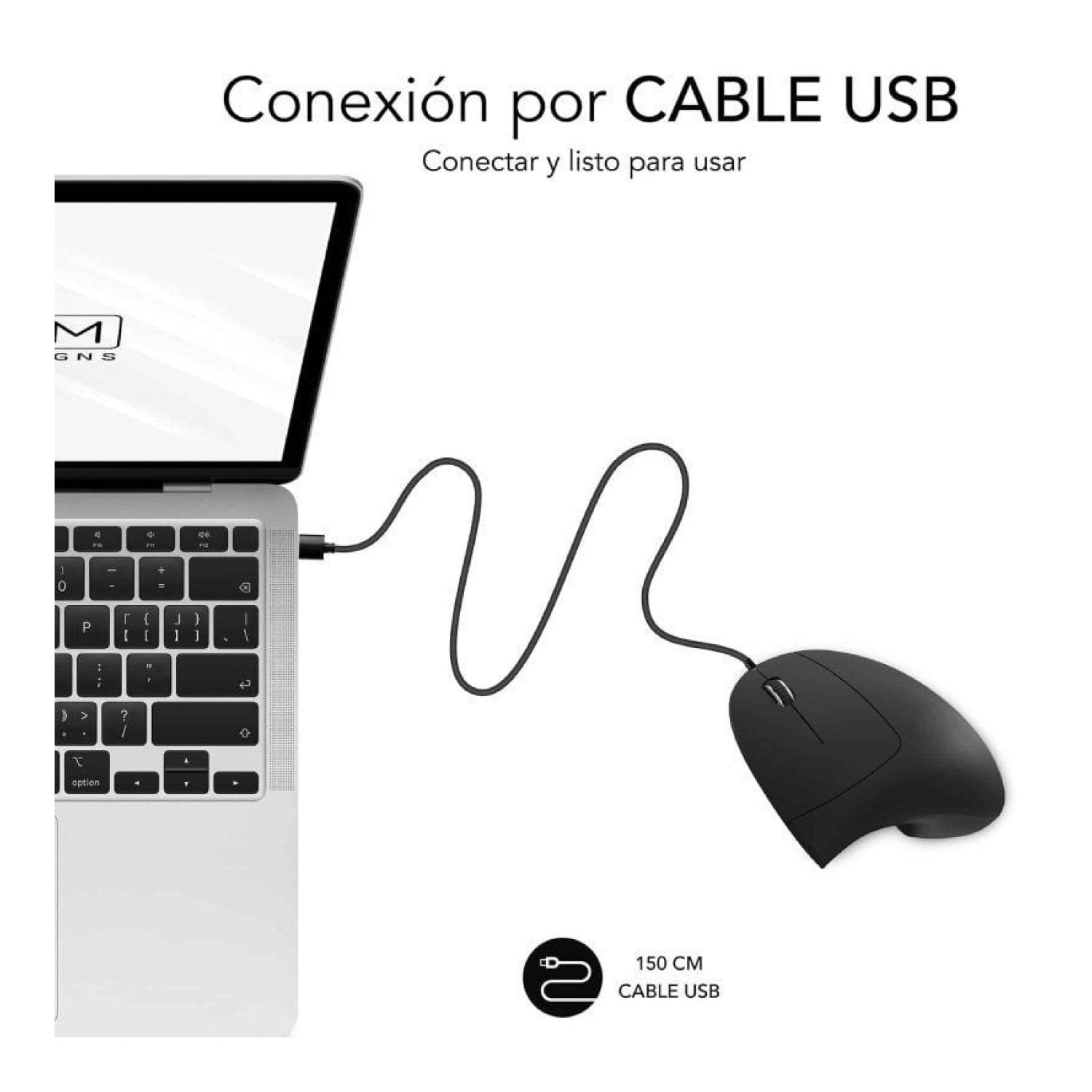 Subblim Glide Vertical Ergo · Ratón Vertical Ergonómico · Hasta 1600 DPI · Alámbrico