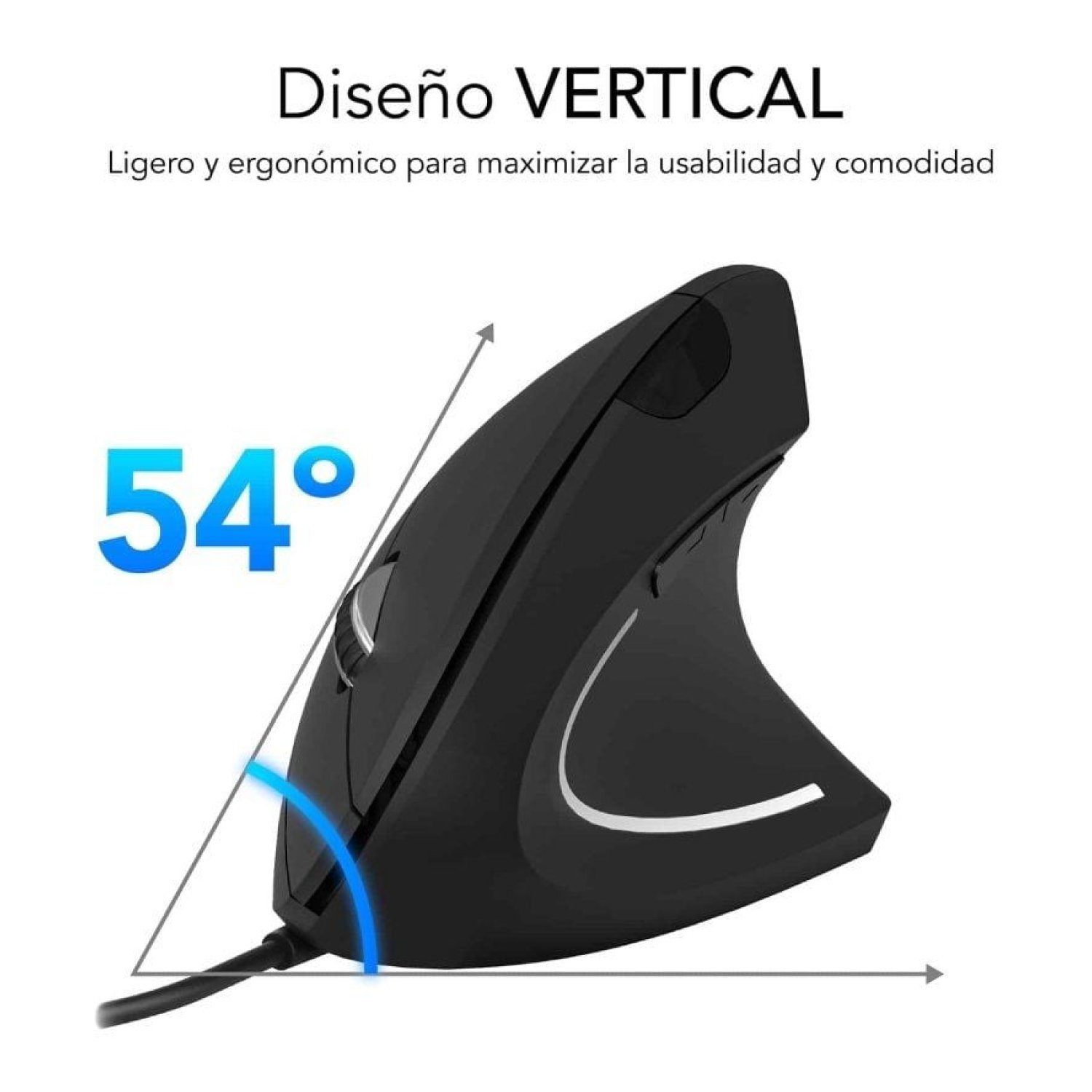 Subblim Glide Vertical Ergo · Ratón Vertical Ergonómico · Hasta 1600 DPI · Alámbrico