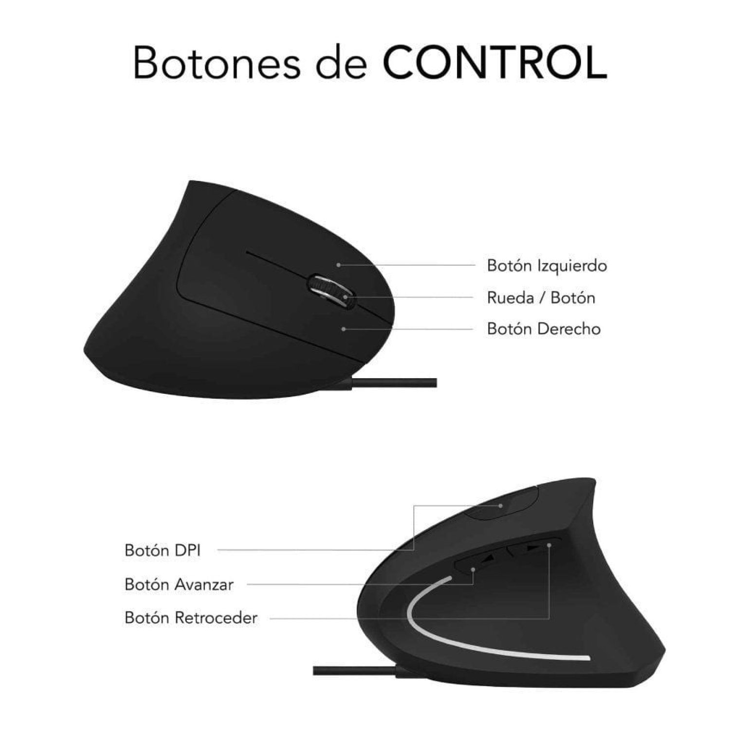 Subblim Glide Vertical Ergo · Ratón Vertical Ergonómico · Hasta 1600 DPI · Alámbrico