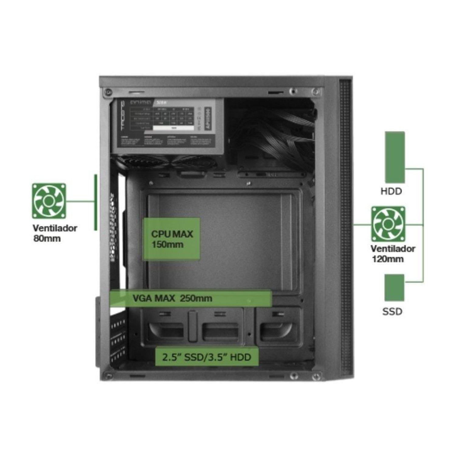 Caja Minitorre Anima AC5500 con Fuente 500W