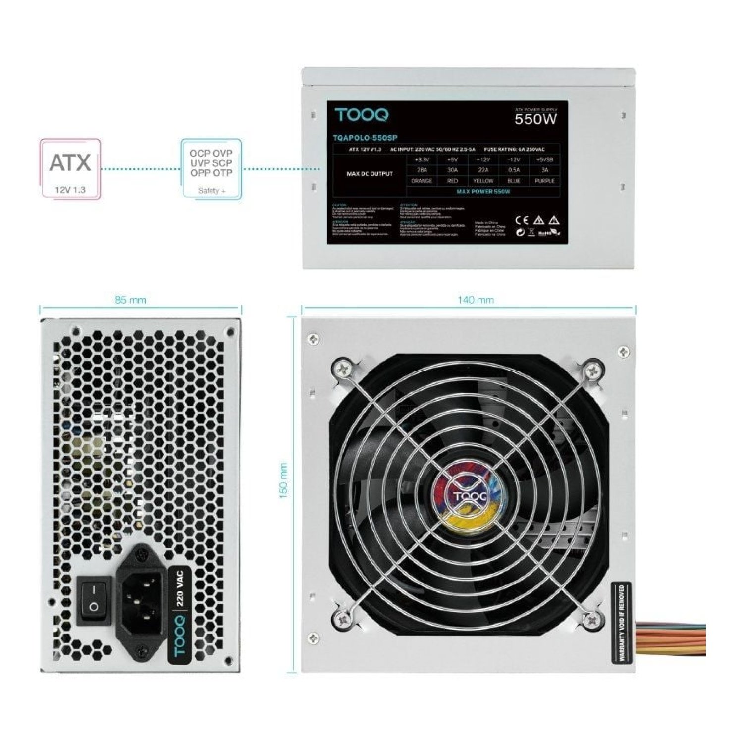 TooQ Apollo · Fuente 550W · Ventilador 12cm