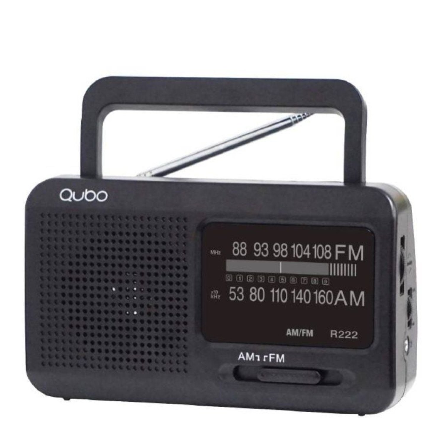 Qubo R-222 · Radio Portátil · A Pilas · Negra · Con Cable