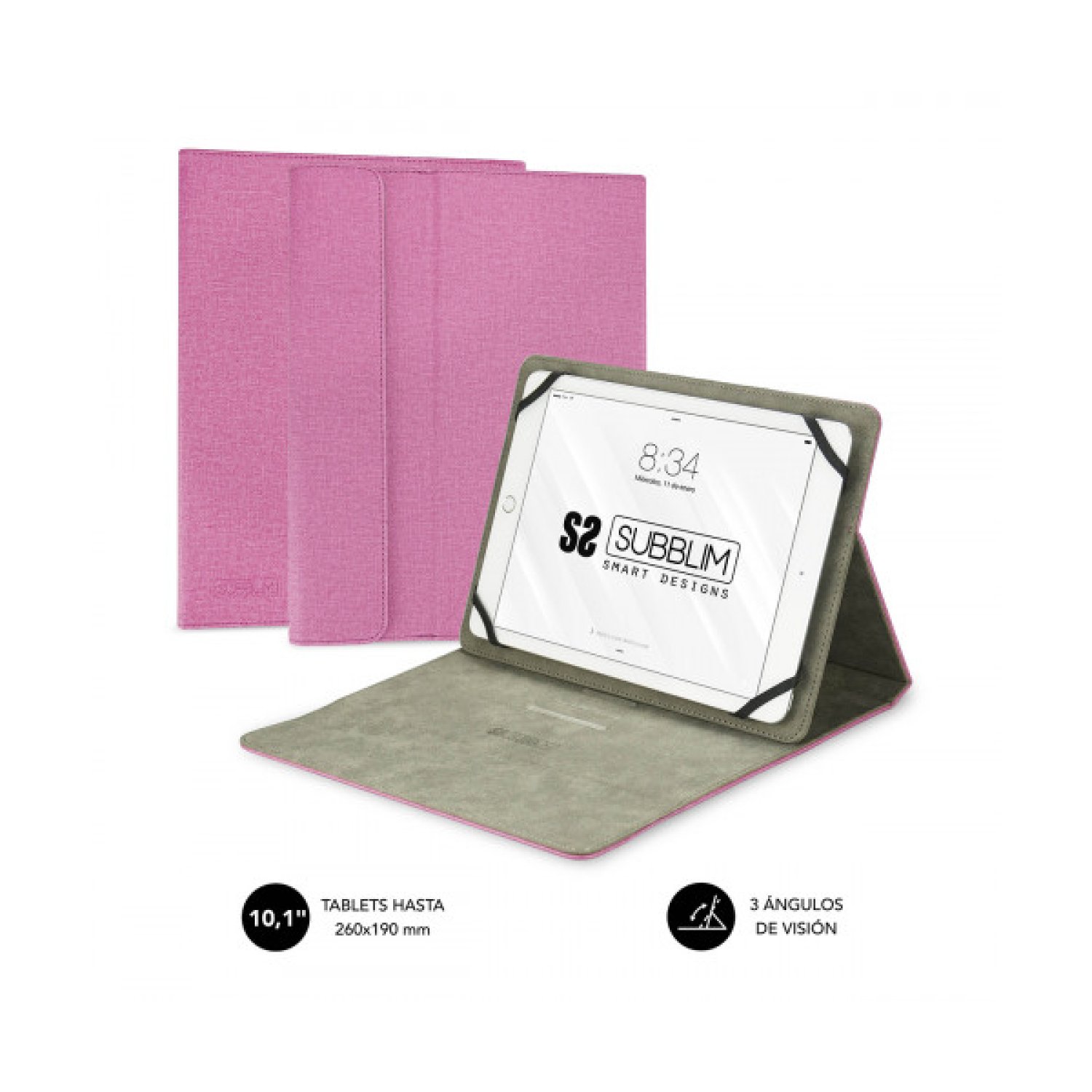Subblim Clever Stand · Funda Tablet 9,6"-11" · Rosa