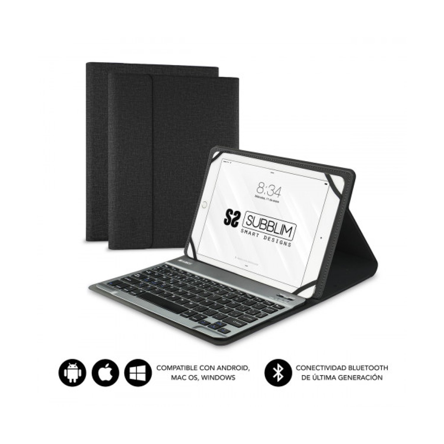 Subblim Keytab Pro · Funda con Teclado Bluetooth · 10.1"-10.8" · Negra