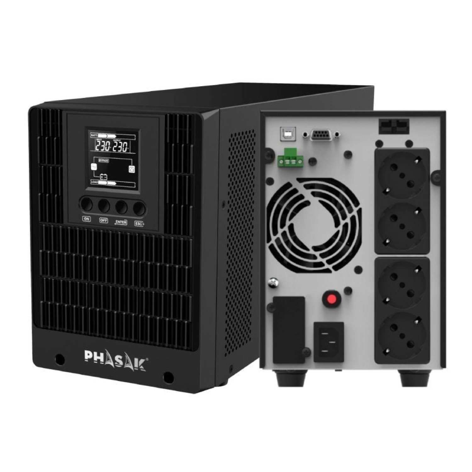 Phasak SAI Online 2000VA · 2000W · 4 Salidas · LCD · Formato Torre