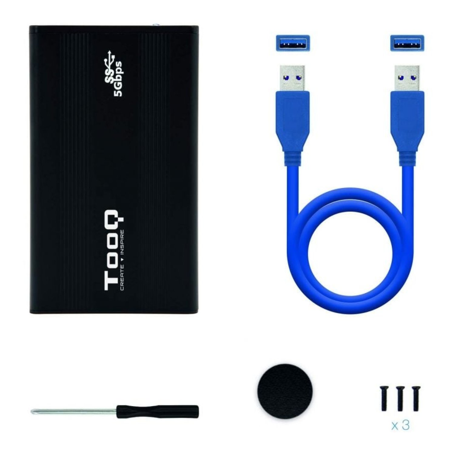TooQ Caja Externa Disco Duro · 2,5" · USB 3.1 · Aluminio