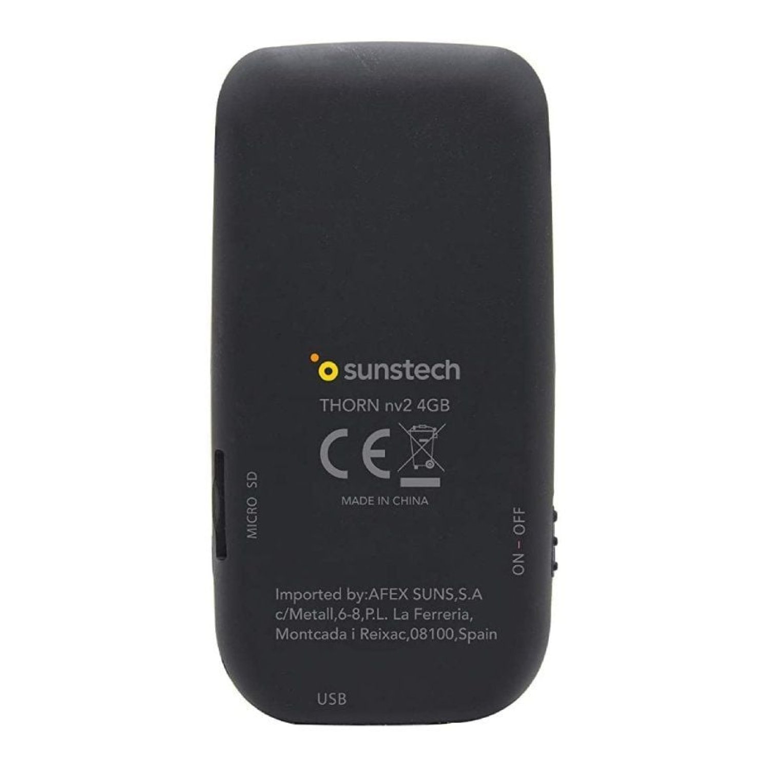 Sunstech Thorn · Reproductor MP4 · 4GB · Pantalla 1,8" · Radio FM · Negro