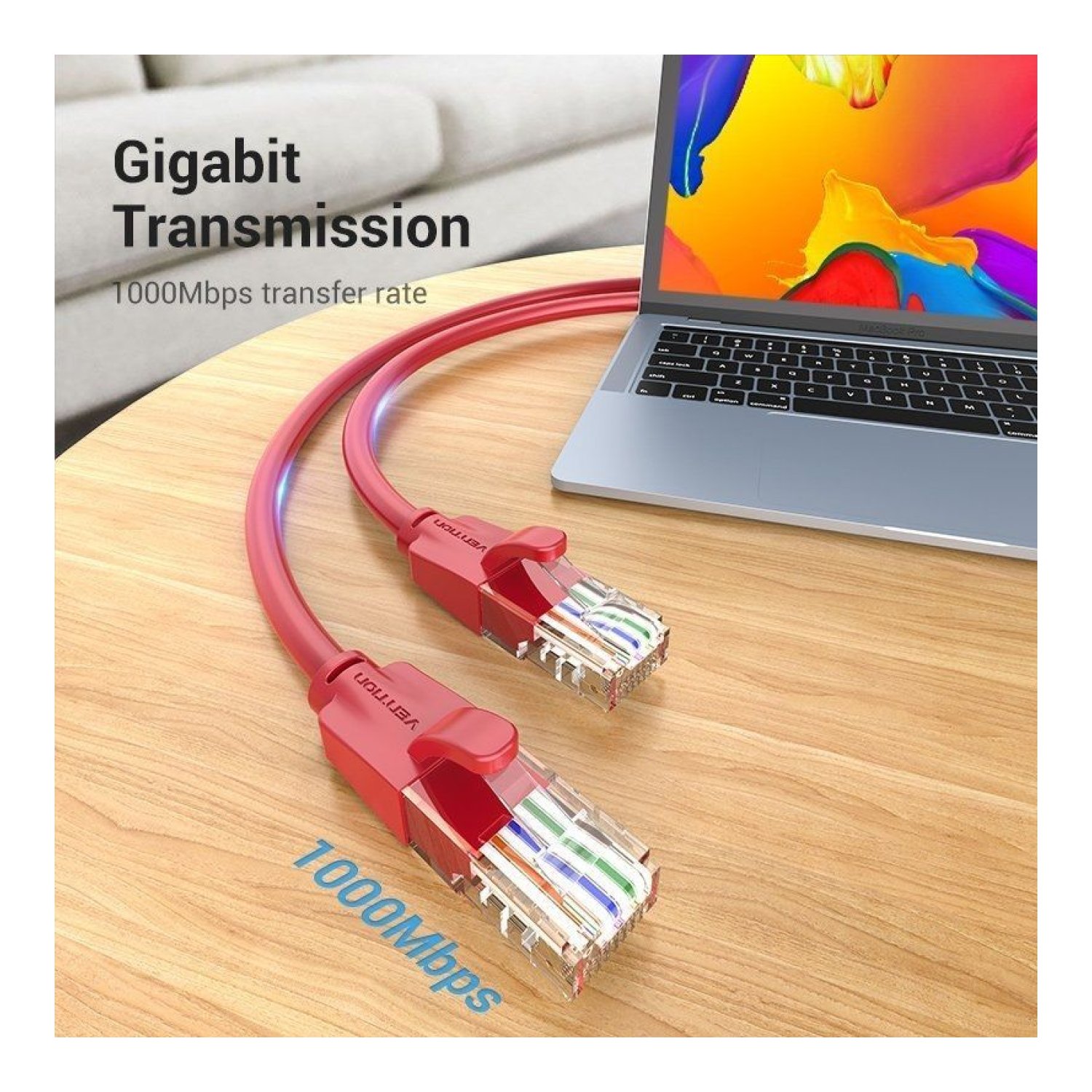 Cable de Red RJ45 UTP Vention IBERF Cat.6/ 1m/ Rojo