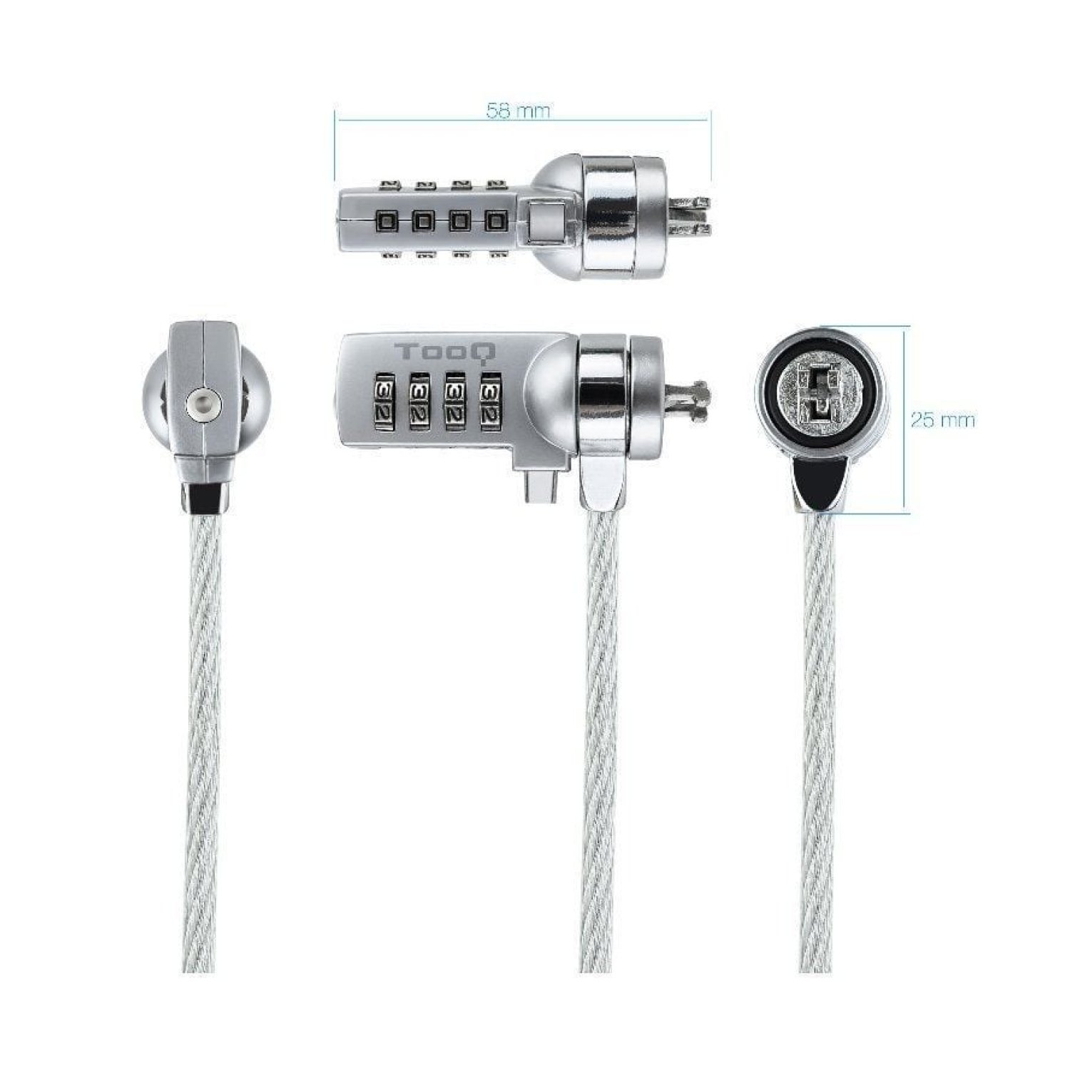 TooQ Cable de Seguridad para Portátiles · 1,5m