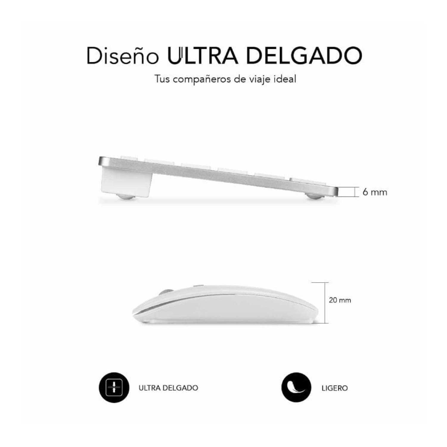 Subblim OCO010 · Teclado y Ratón Inalámbrico · Multidispositivo Compacto · Plata