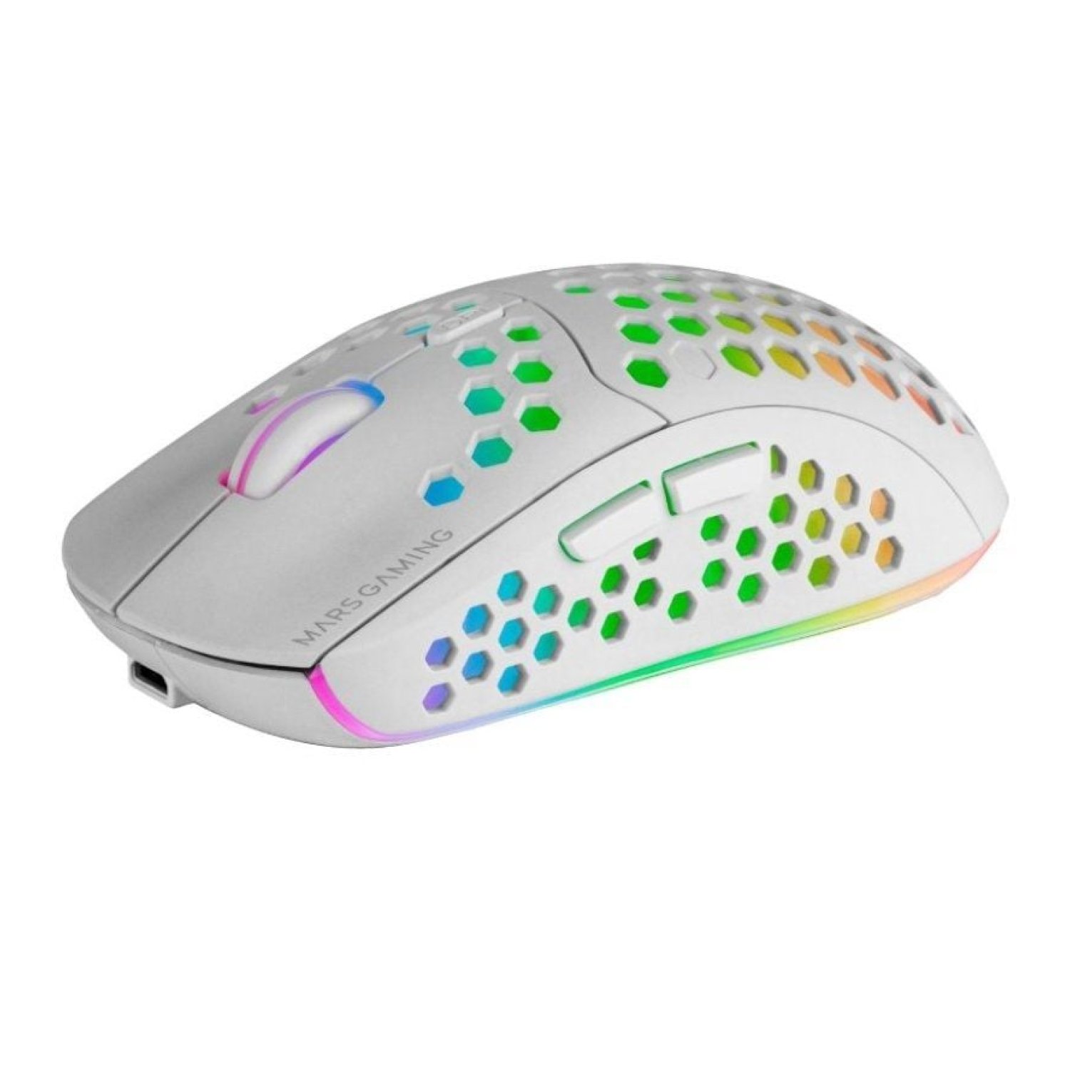 Mars Gaming MMW3W · Ratón Gaming Inalámbrico · Batería Recargable · 3200 DPI · Blanco