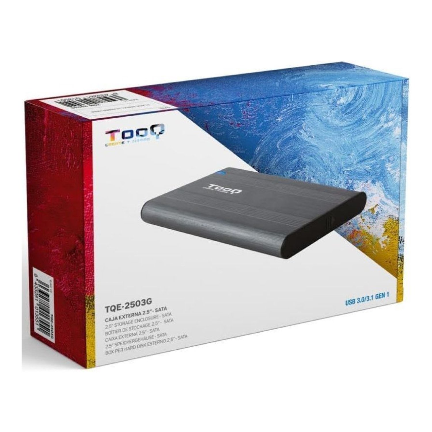 TooQ Caja Externa Disco 2,5" · USB 3.1 · Sin Tornillos
