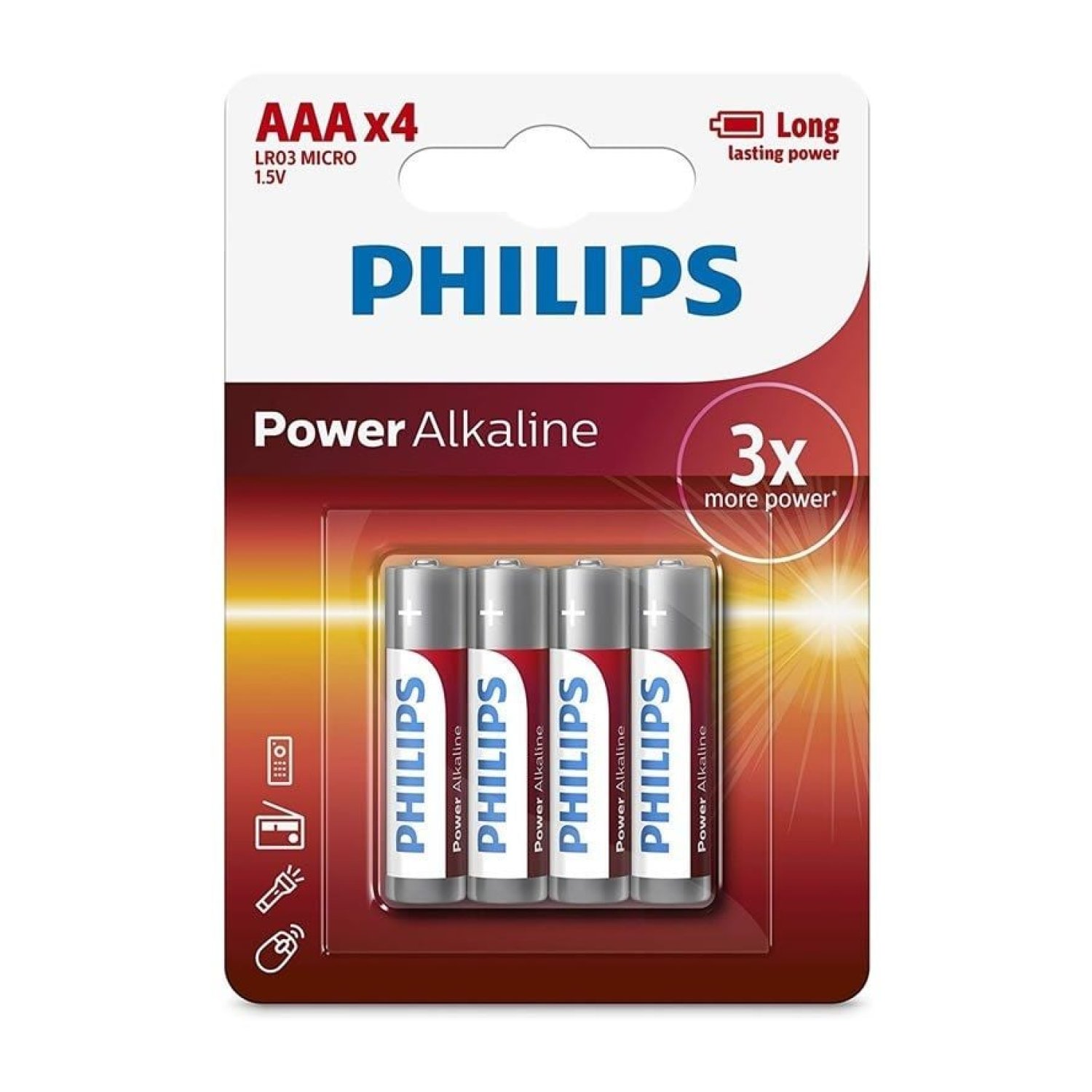 Philips LR03 · Pack 4 Pilas AAA · 1,5V Alcalinas