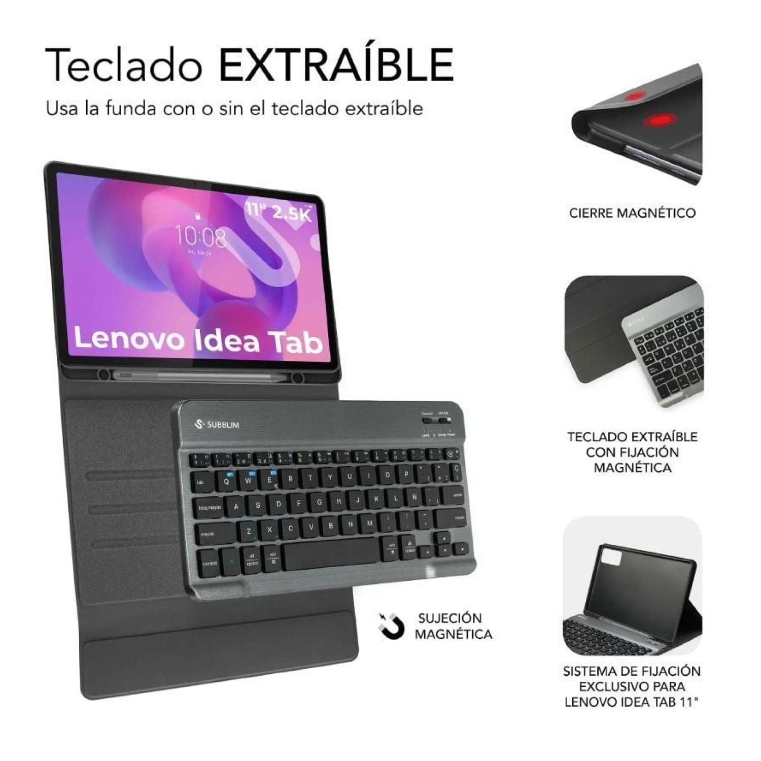 Subblim Keytab Pro BT · Funda con Teclado Lenovo IdeaTab 11" · Negra