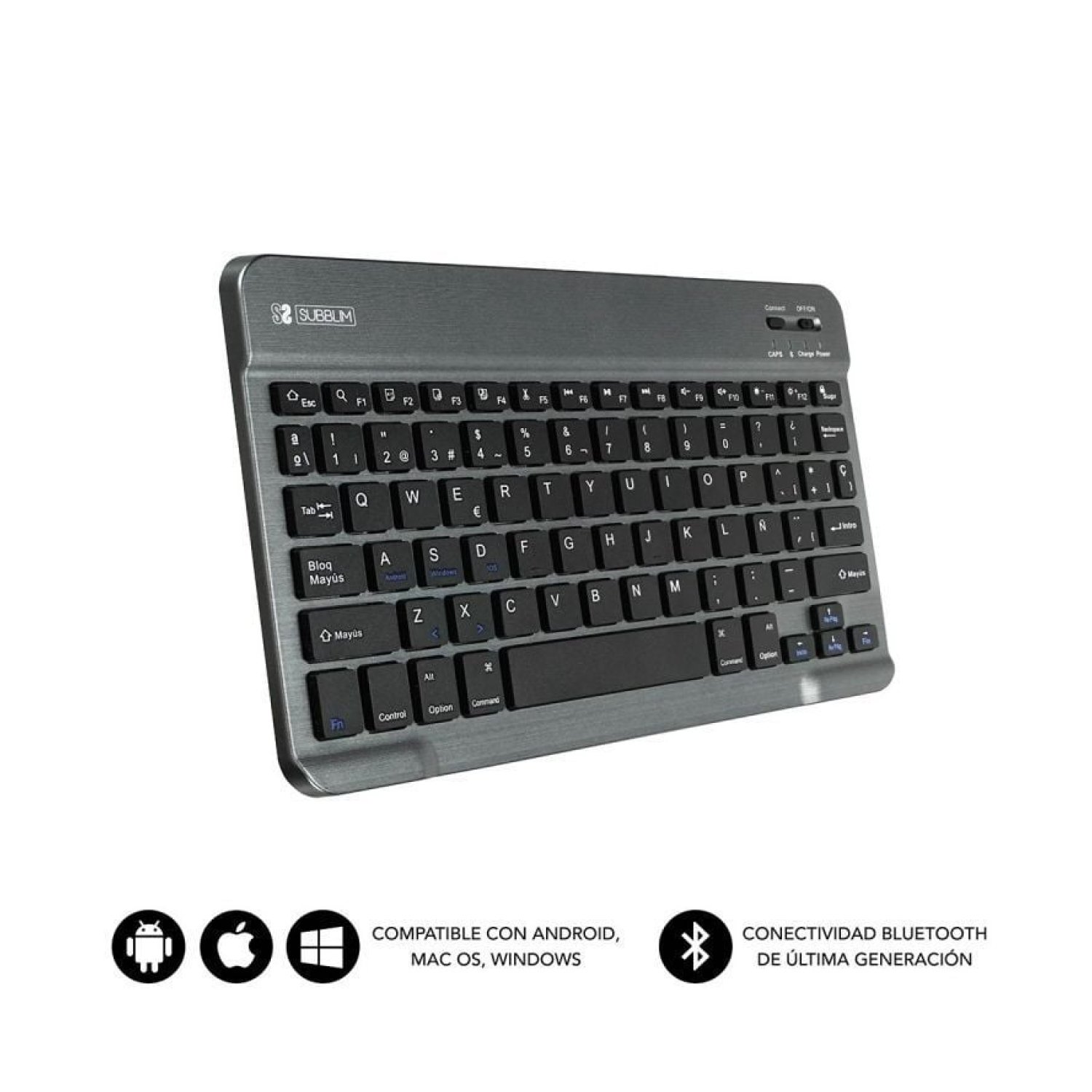 Subblim Smart · Teclado Compacto Inalámbrico · Gris
