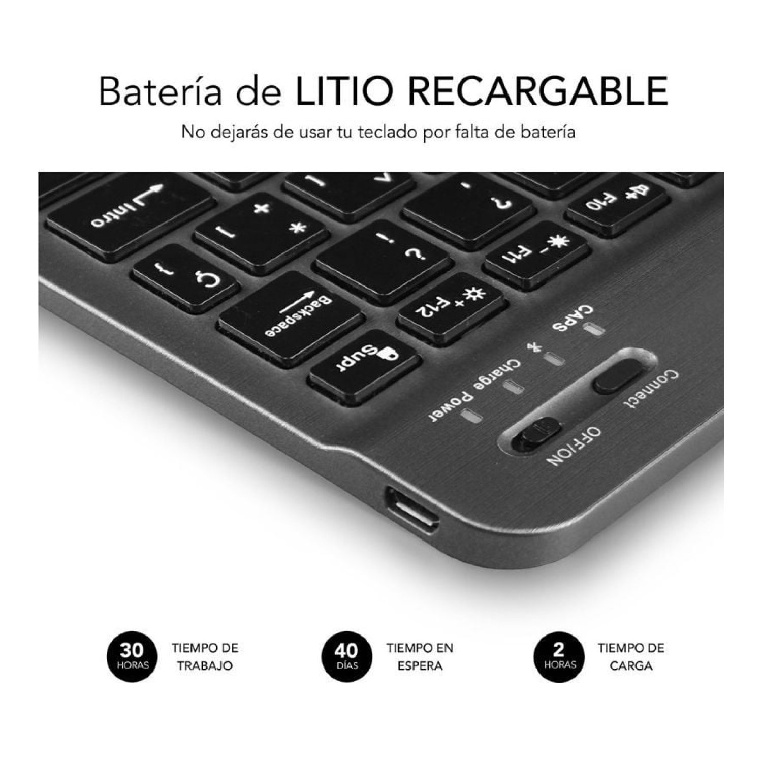 Subblim Smart · Teclado Compacto Inalámbrico · Gris