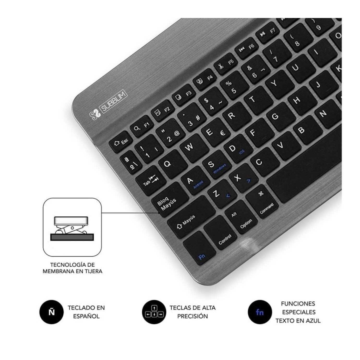 Subblim Smart · Teclado Compacto Inalámbrico · Gris
