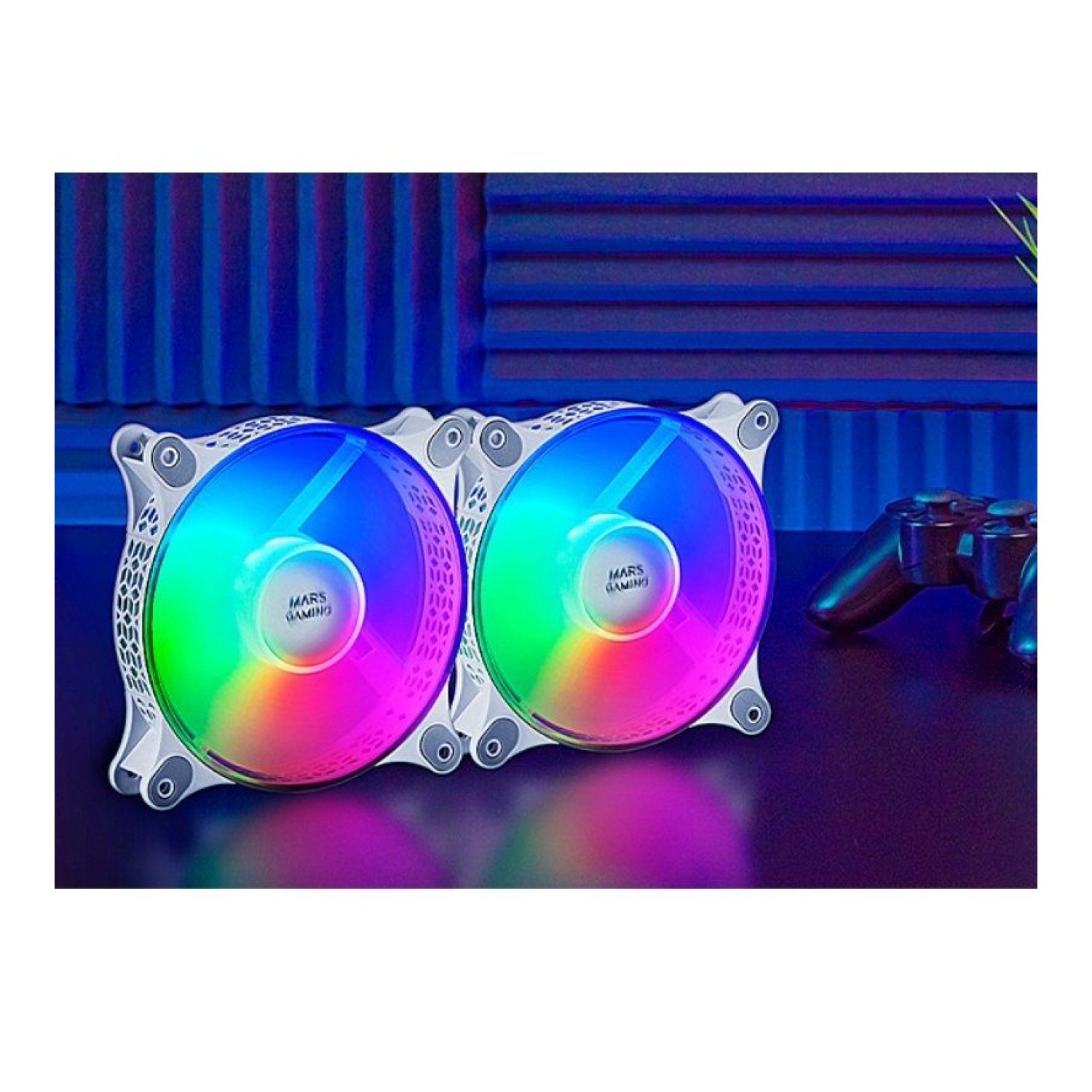 Mars Gaming · Pack 2 Ventiladores · 12cm · FRGB · Blancos