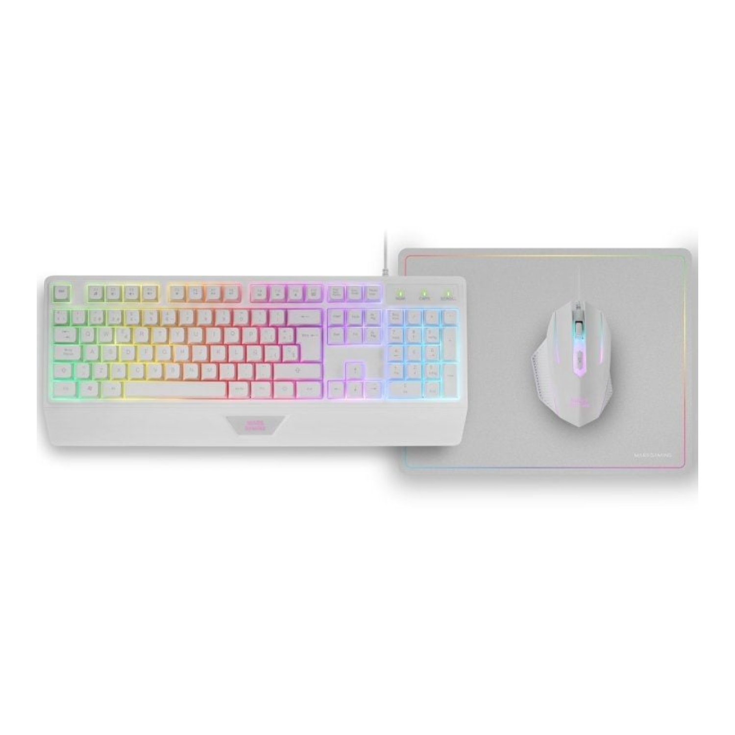 Pack Gaming Mars Gaming MCP124/ Teclado H-MECH  + Ratón Óptico + Alfombrilla/ Blanco