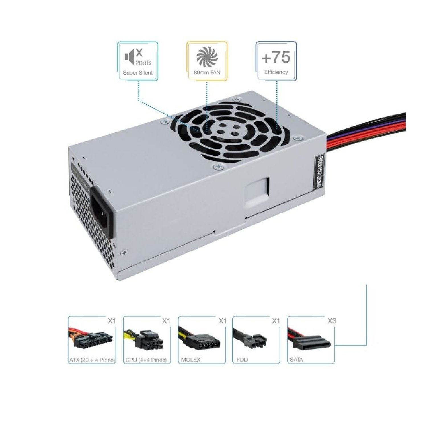 TooQ Fuente TFX · 500W · Ventilador 8cm · Certificada