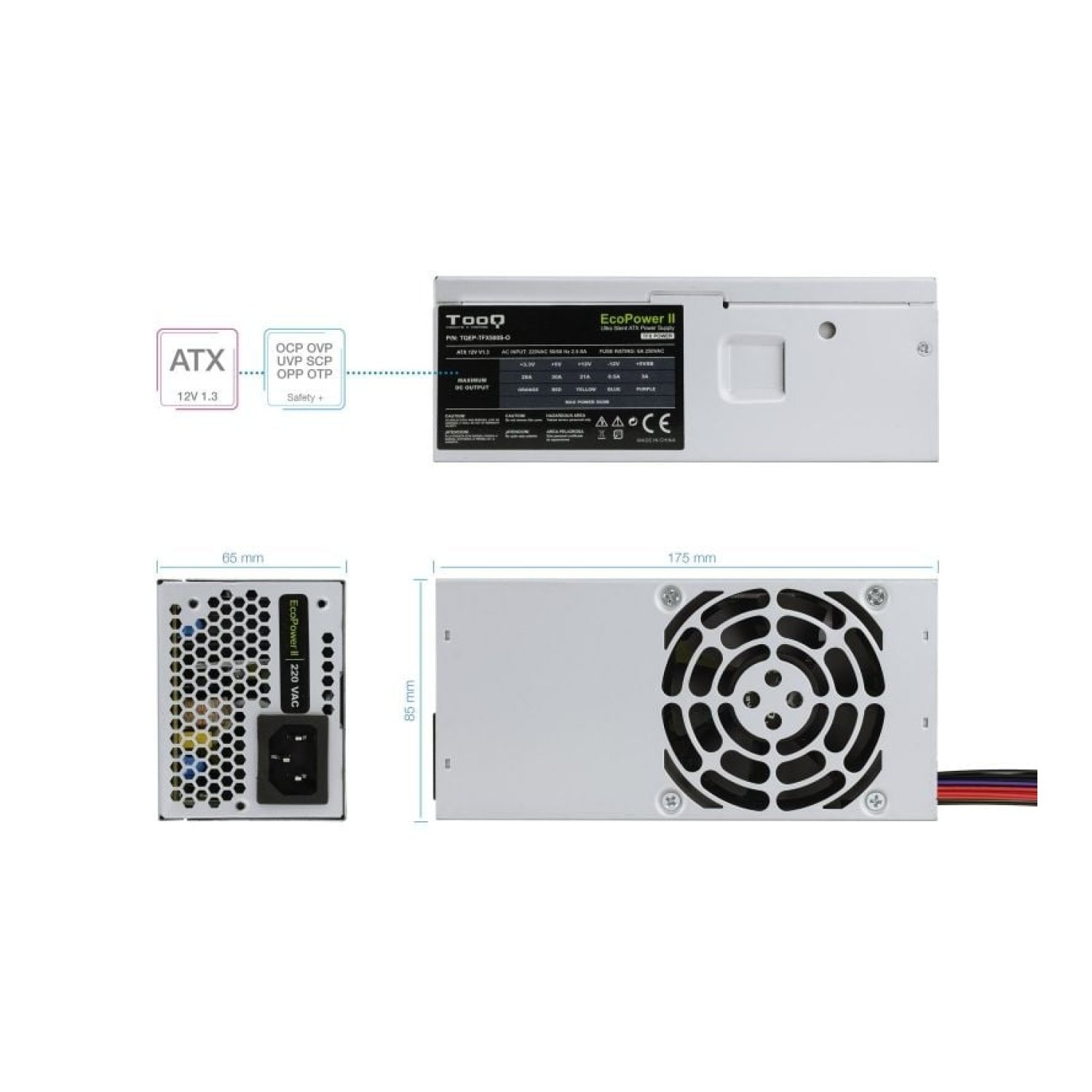 TooQ Fuente TFX · 500W · Ventilador 8cm · Certificada