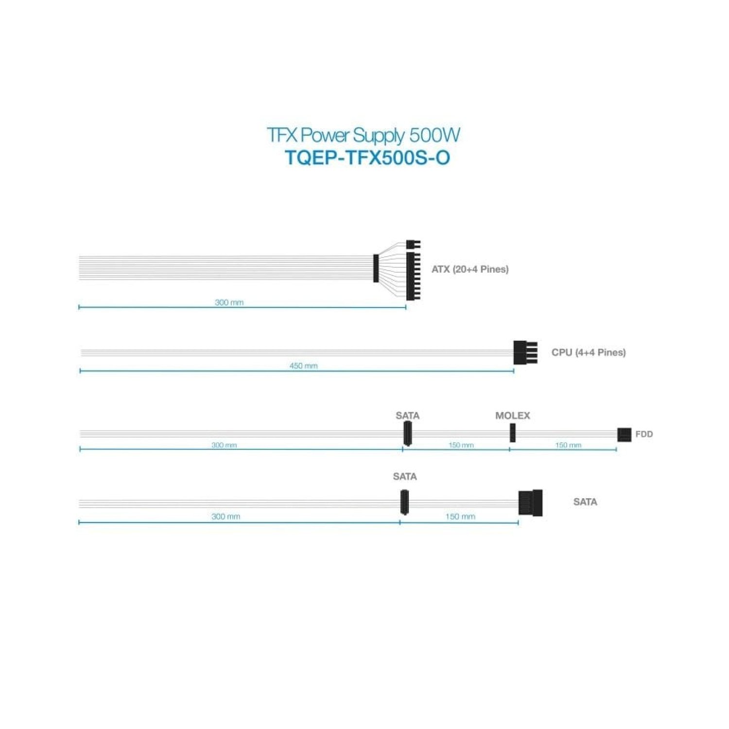 TooQ Fuente TFX · 500W · Ventilador 8cm · Certificada
